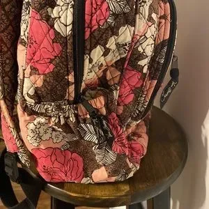 Vera Bradley backpack. Pink, brown, white floral pattern Vera Bradley Quilted Floral Mocha Rouge | Mercari main image 4